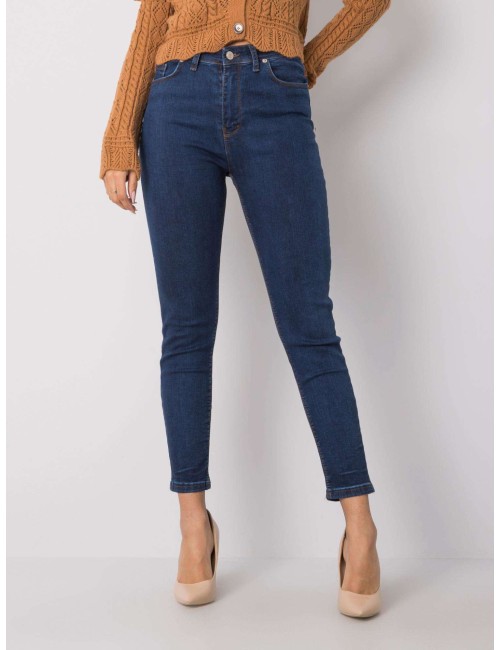RUE PARIS Niebieskie spodnie jeansowe skinny