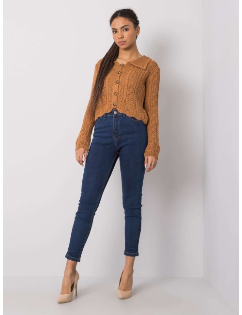 RUE PARIS Niebieskie spodnie jeansowe skinny