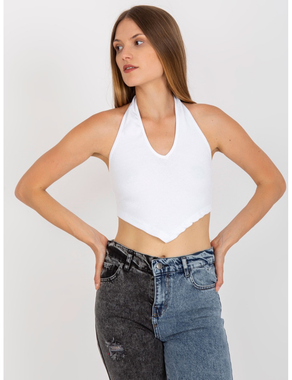 Crop top basic z bawełny prążkowanej RUE PARIS