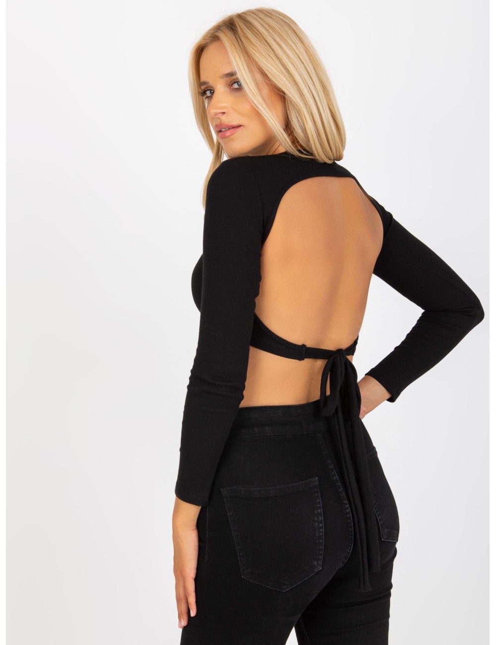 Krótka bluzka basic w prążki RUE PARIS