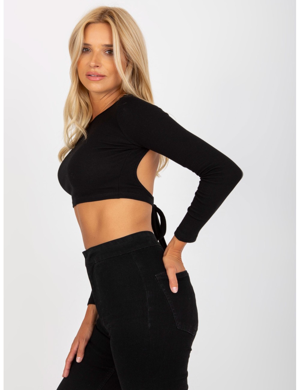 Krótka bluzka basic w prążki RUE PARIS