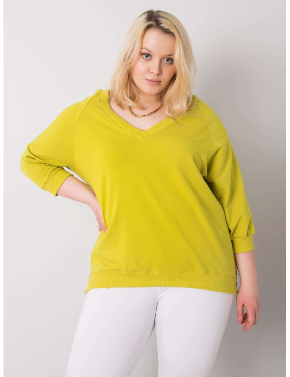 Jasnozielona bluza plus size z bawełny