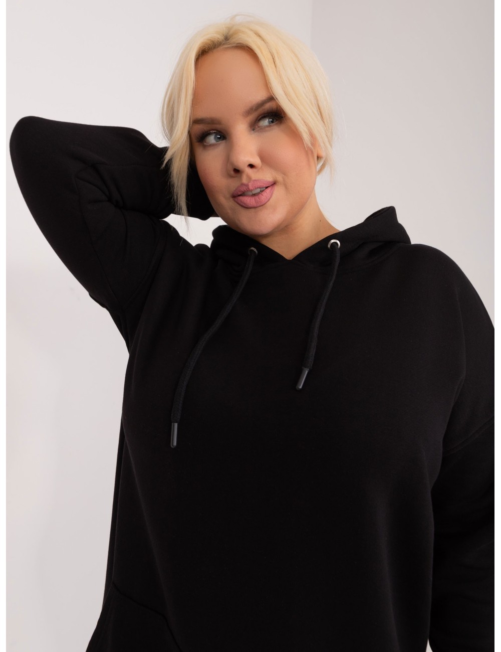 Melanżowa bawełniana bluza plus size z kapturem