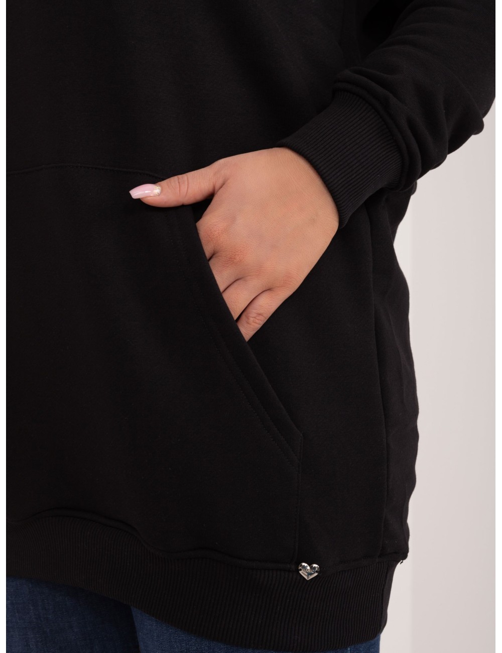 Melanżowa bawełniana bluza plus size z kapturem
