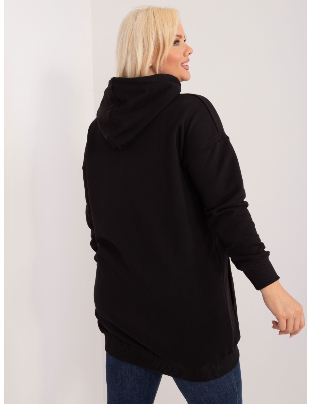 Melanżowa bawełniana bluza plus size z kapturem