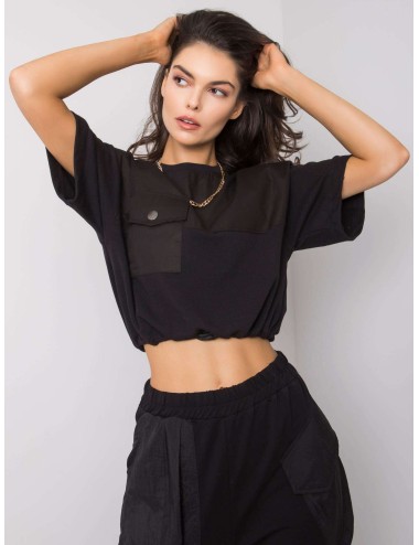 RUE PARIS Czarna krótka bluza damska