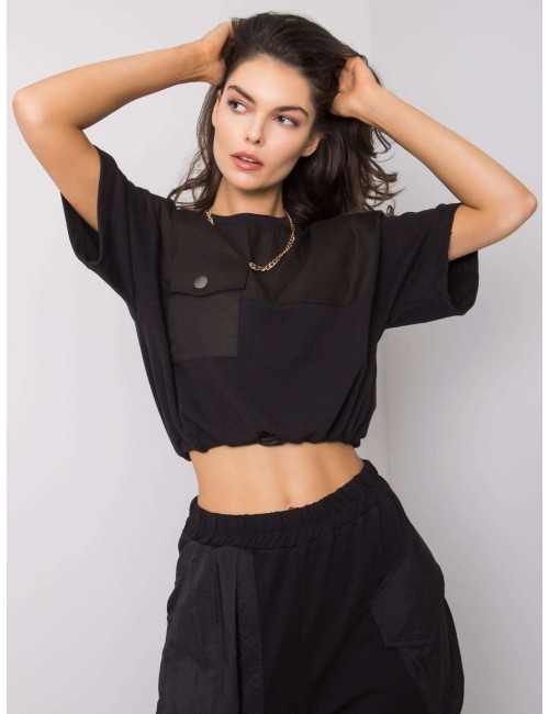 RUE PARIS Czarna krótka bluza damska