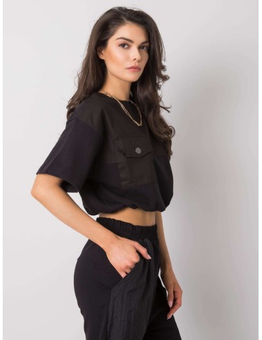RUE PARIS Czarna krótka bluza damska