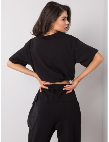 RUE PARIS Czarna krótka bluza damska