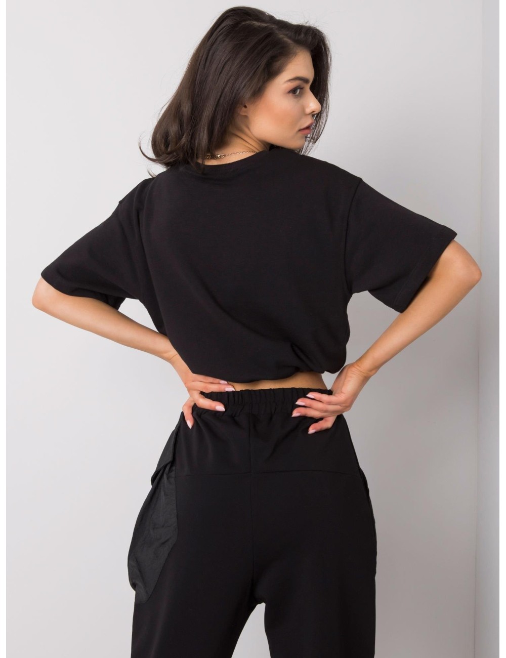 RUE PARIS Czarna krótka bluza damska