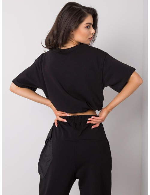 RUE PARIS Czarna krótka bluza damska
