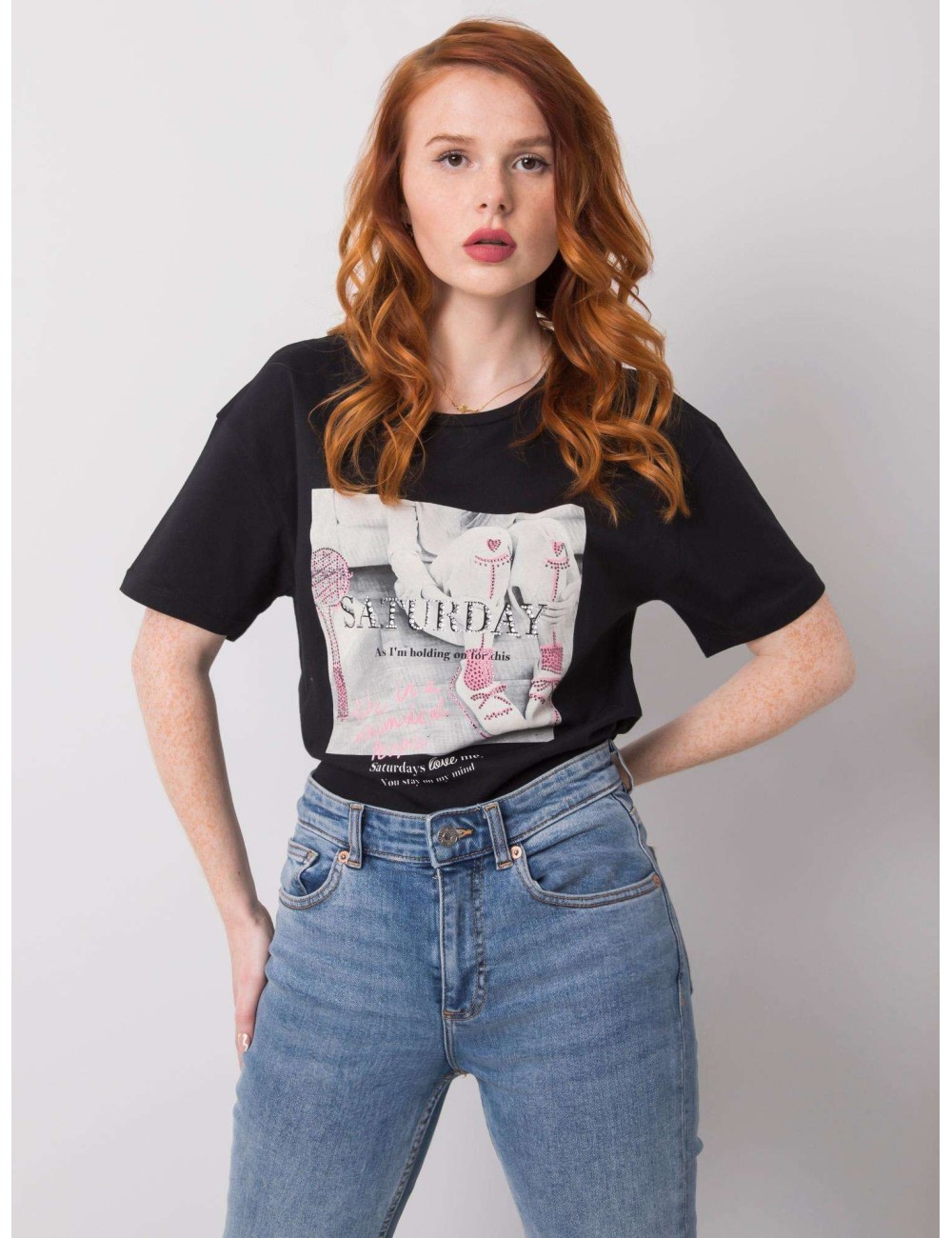 T-shirt damski z dżetami