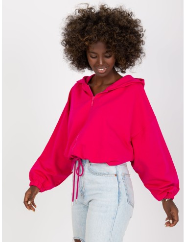 Melanżowa krotka bluza basic ze ściągaczem RUE PARIS
