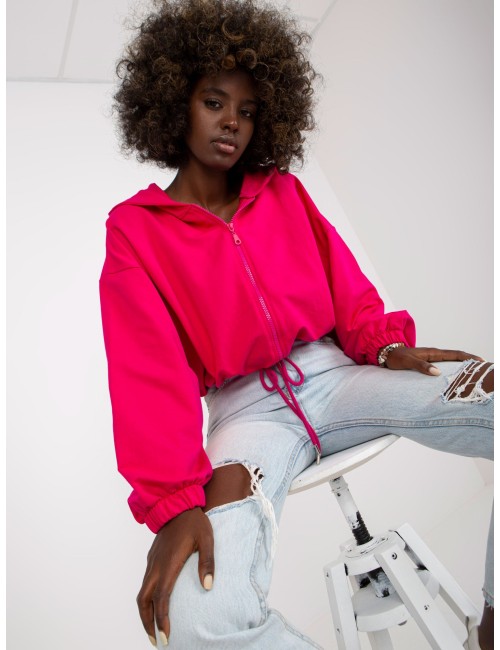 Melanżowa krotka bluza basic ze ściągaczem RUE PARIS