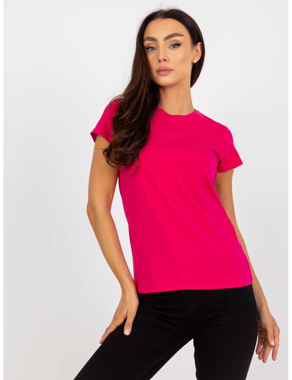 Damski t-shirt basic z okrągłym dekoltem