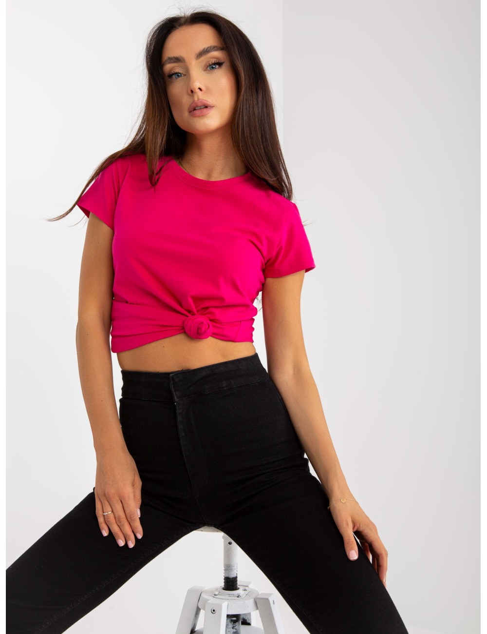 Damski t-shirt basic z okrągłym dekoltem