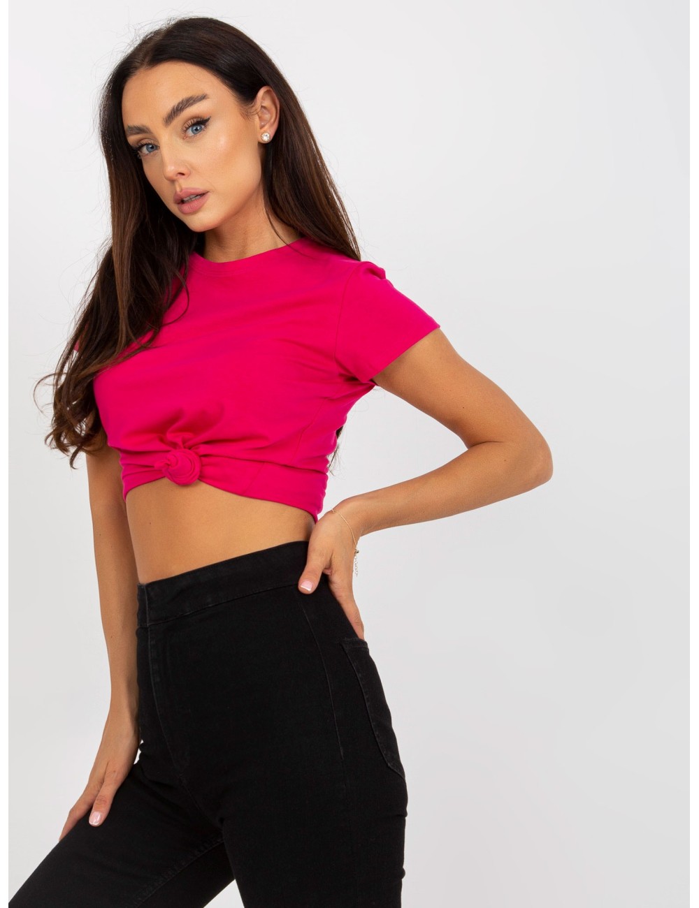 Damski t-shirt basic z okrągłym dekoltem