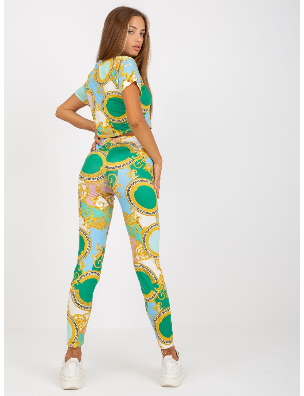 Wzorzysty komplet casualowy z legginsami