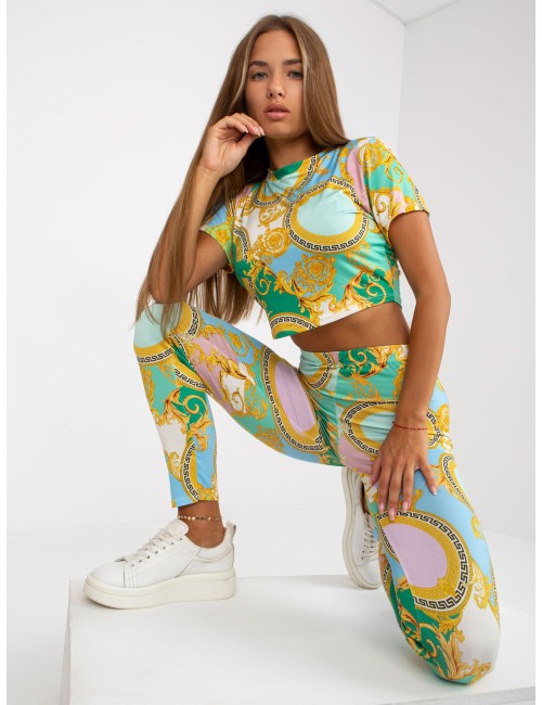 Wzorzysty komplet casualowy z legginsami