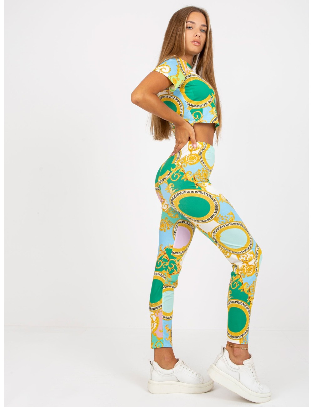 Wzorzysty komplet casualowy z legginsami