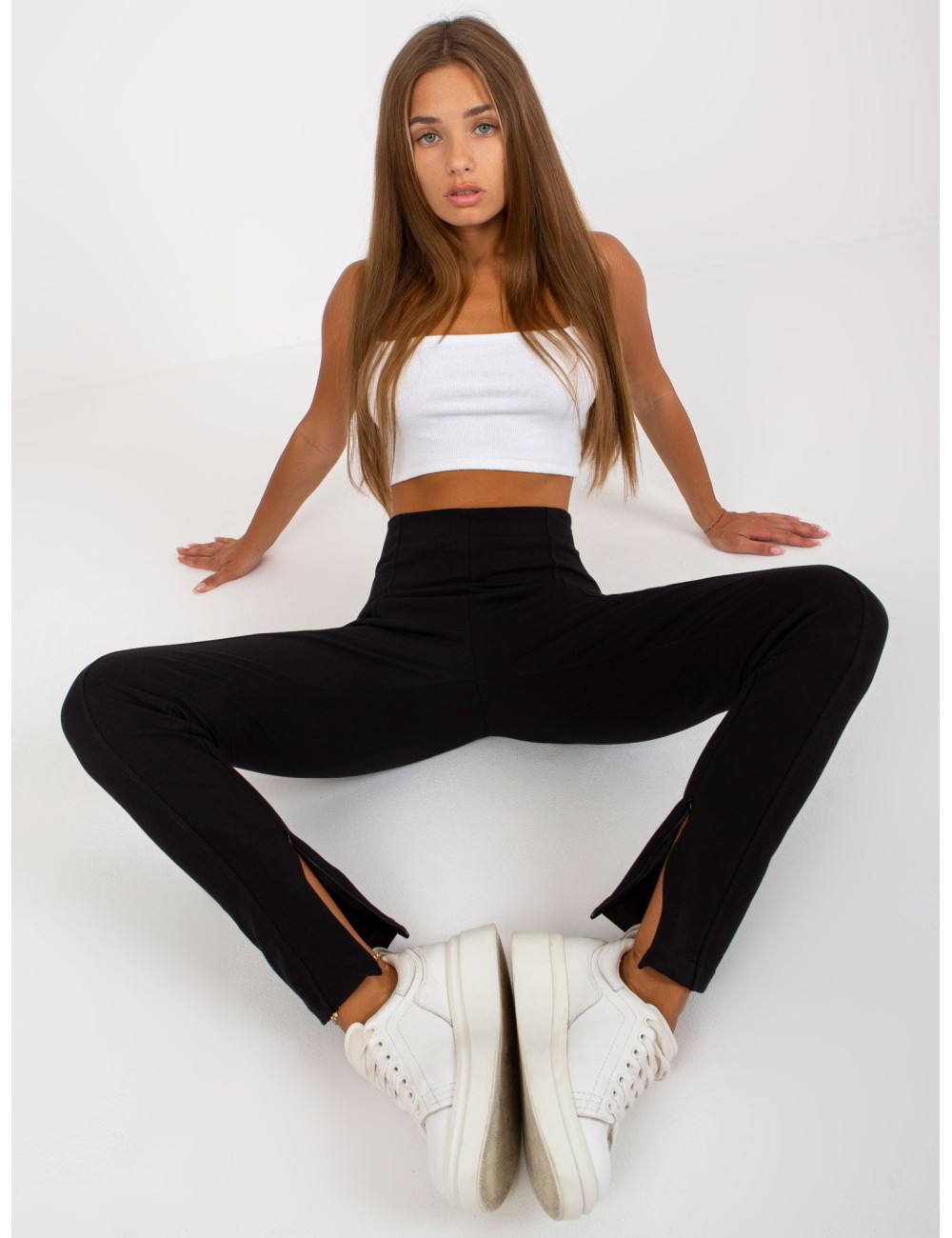 Legginsy basic z rozcięciem RUE PARIS