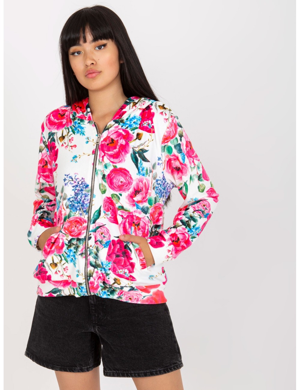 Welurowa bluza w kwiaty RUE PARIS