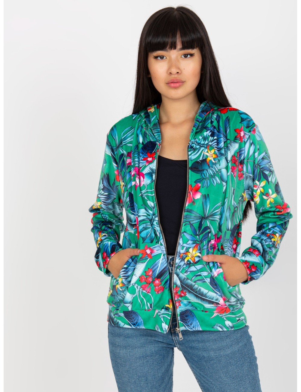 Welurowa bluza z nadrukiem RUE PARIS