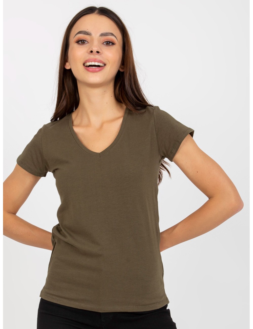 Gładki t-shirt plus size z bawełny