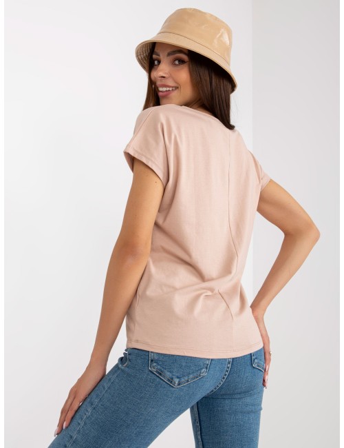 Damski t-shirt basic z dekoltem w serek