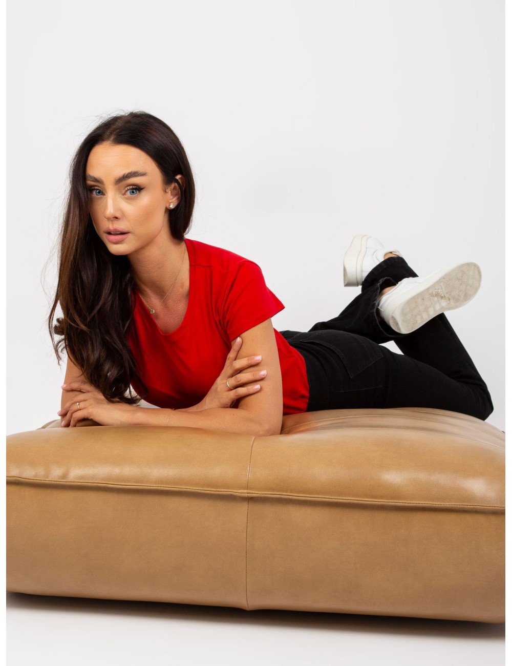 Gładki t-shirt basic z bawełny