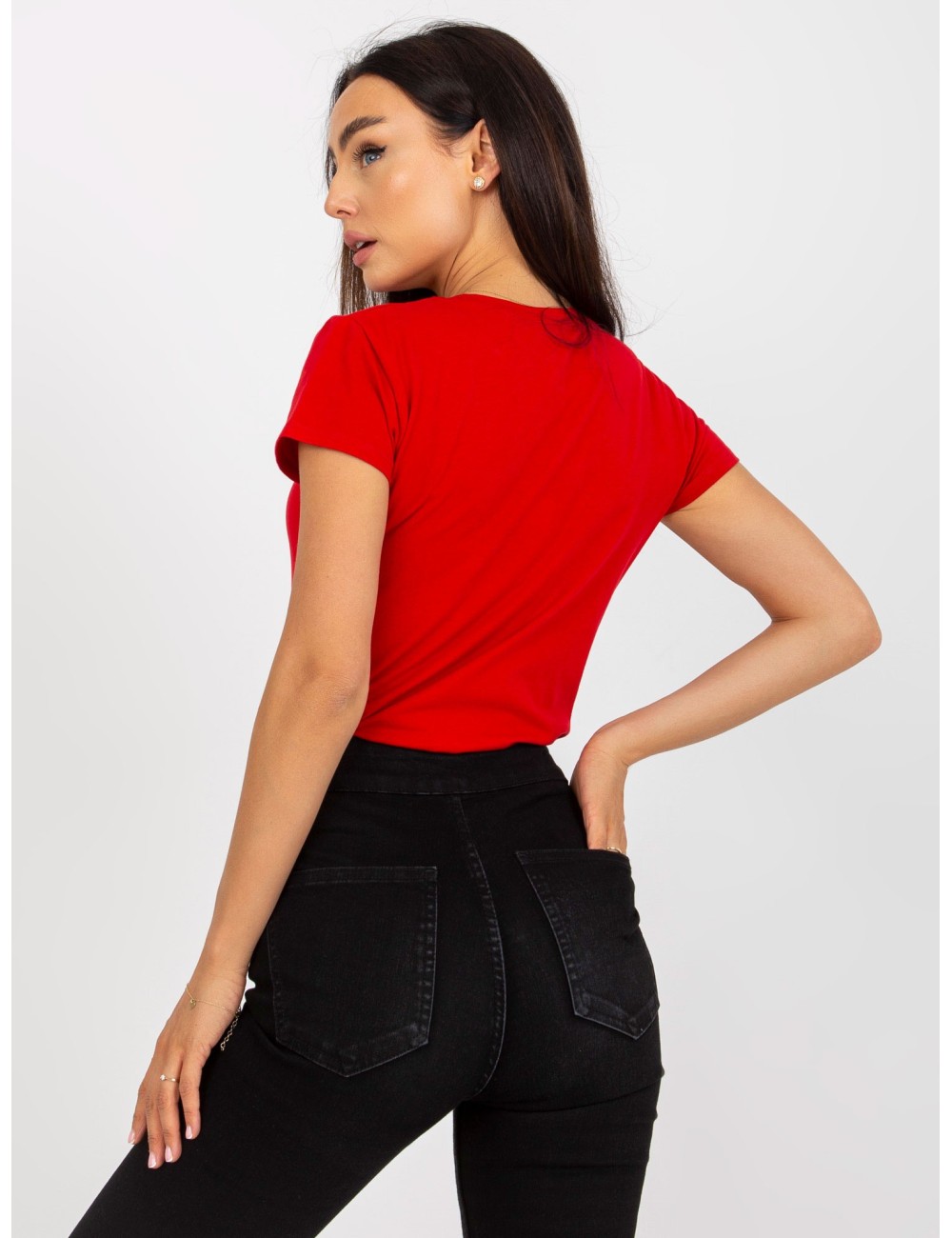 Gładki t-shirt basic z bawełny