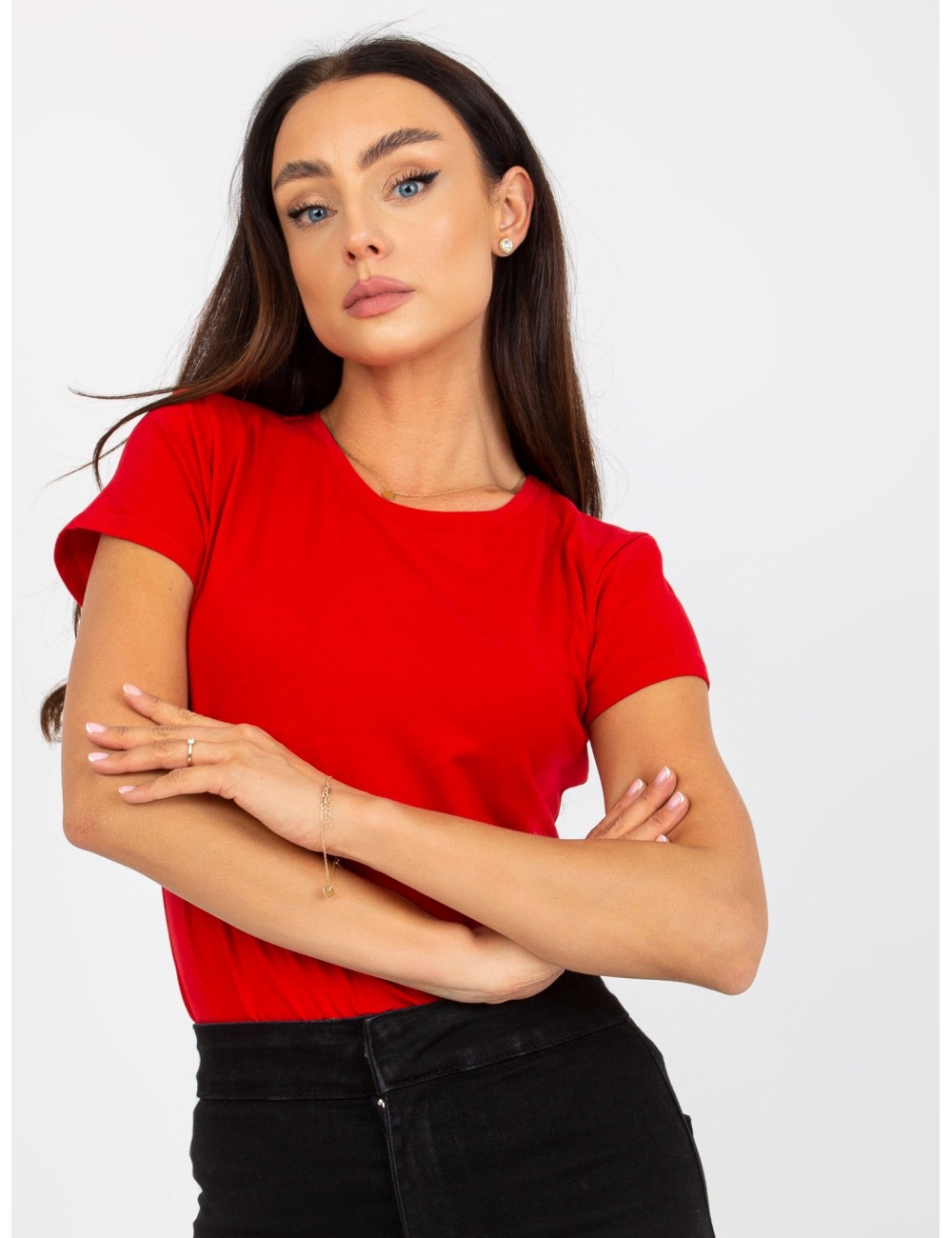 Gładki t-shirt basic z bawełny