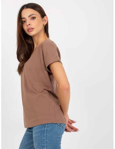 T-shirt basic z dekoltem w serek