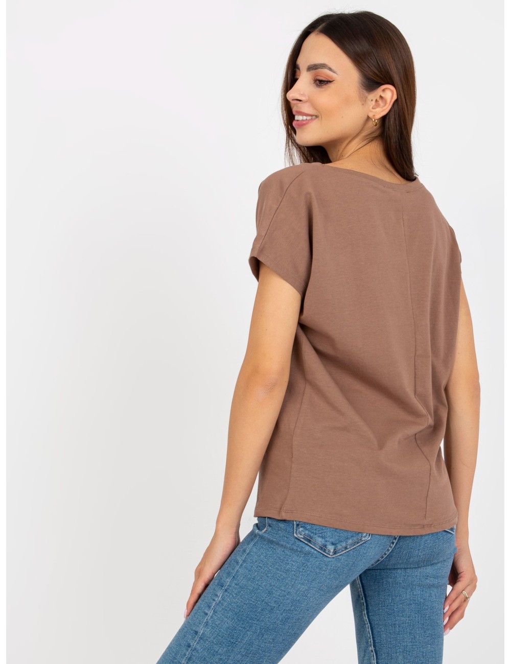 T-shirt basic z dekoltem w serek