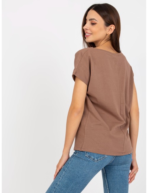 T-shirt basic z dekoltem w serek