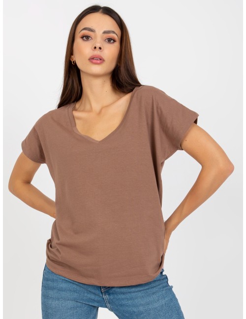 T-shirt basic z dekoltem w serek