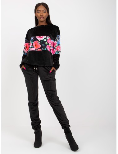 Komplet welurowy z nadrukiem RUE PARIS
