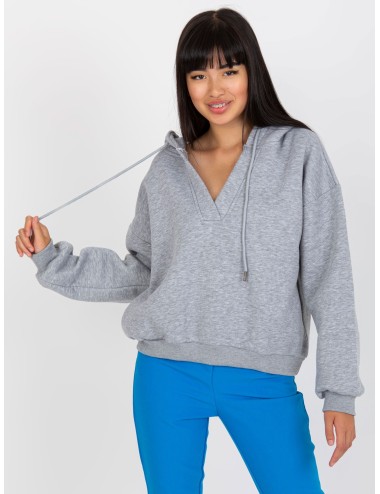 Melanżowa dresowa bluza basic z dekoltem w serek