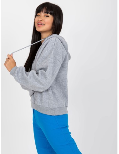 Melanżowa dresowa bluza basic z dekoltem w serek