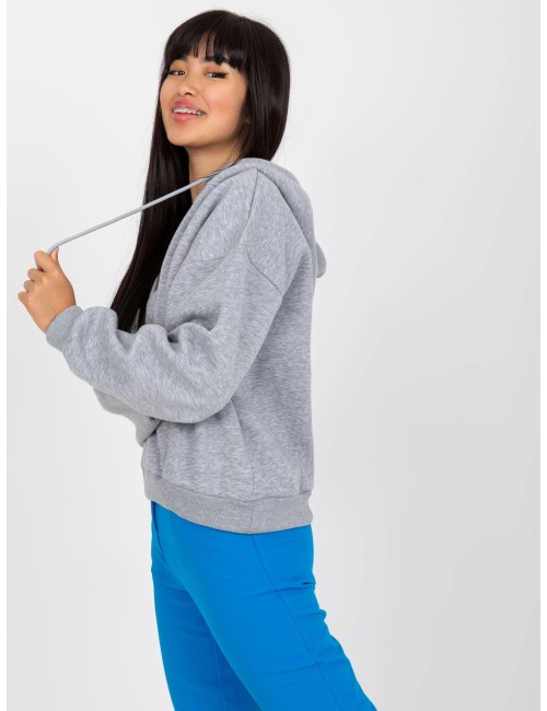 Melanżowa dresowa bluza basic z dekoltem w serek