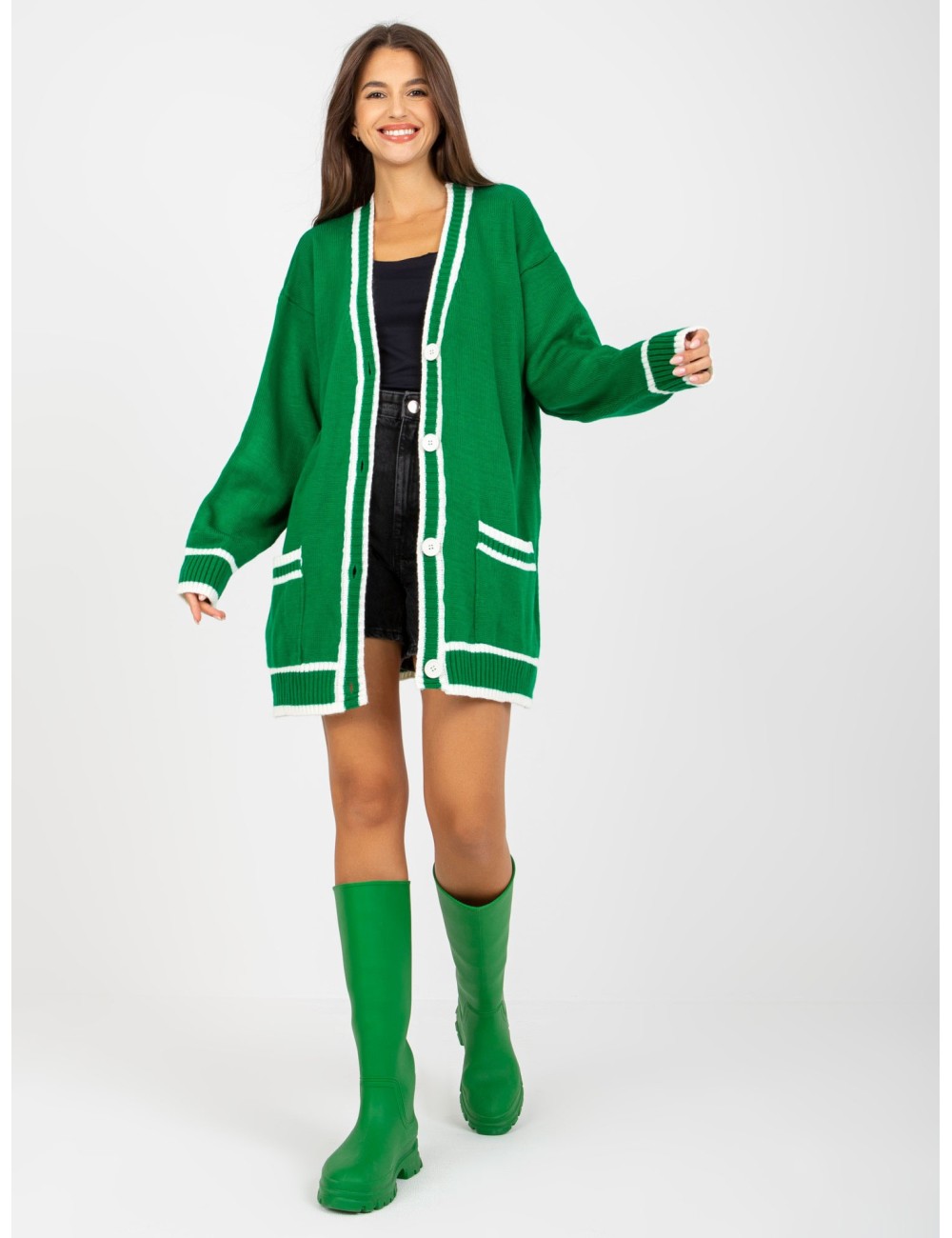 Sweter rozpinany z kieszeniami RUE PARIS