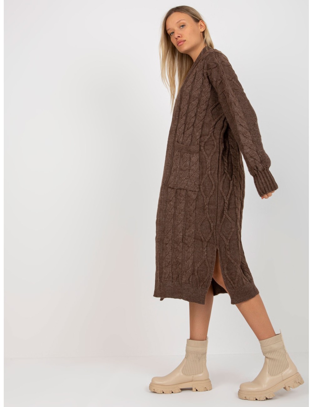 Maxi kardigan z kieszeniami RUE PARIS
