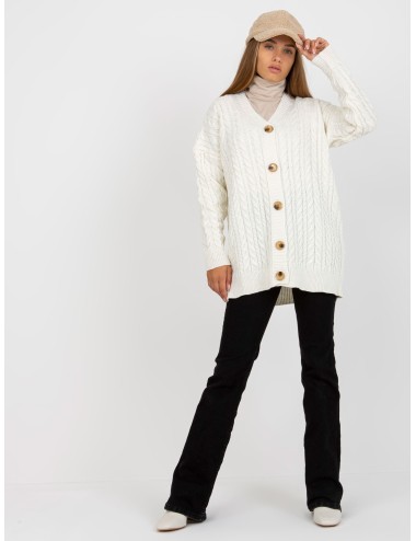 Sweter rozpinany z warkoczami RUE PARIS