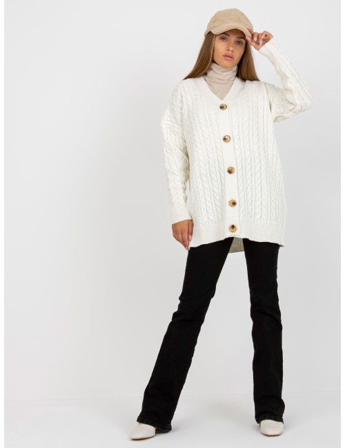 Sweter rozpinany z warkoczami RUE PARIS