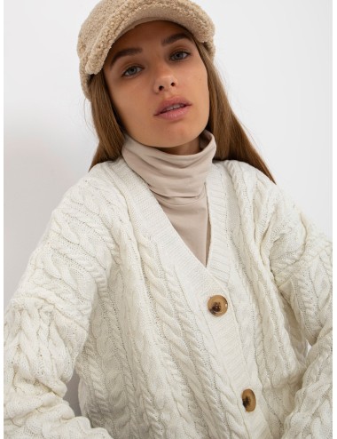 Sweter rozpinany z warkoczami RUE PARIS