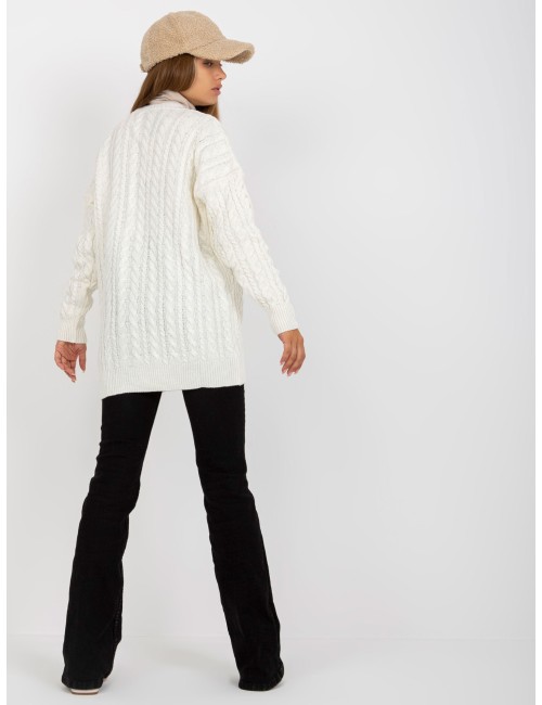 Sweter rozpinany z warkoczami RUE PARIS