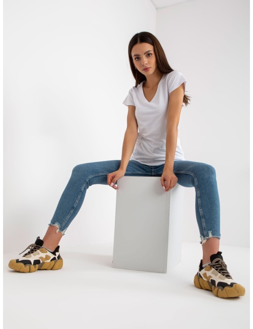 Gładki t-shirt basic z bawełny