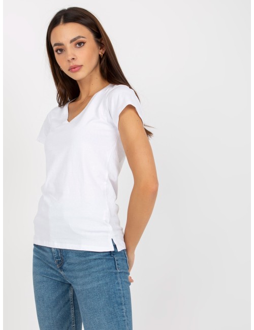 Gładki t-shirt basic z bawełny