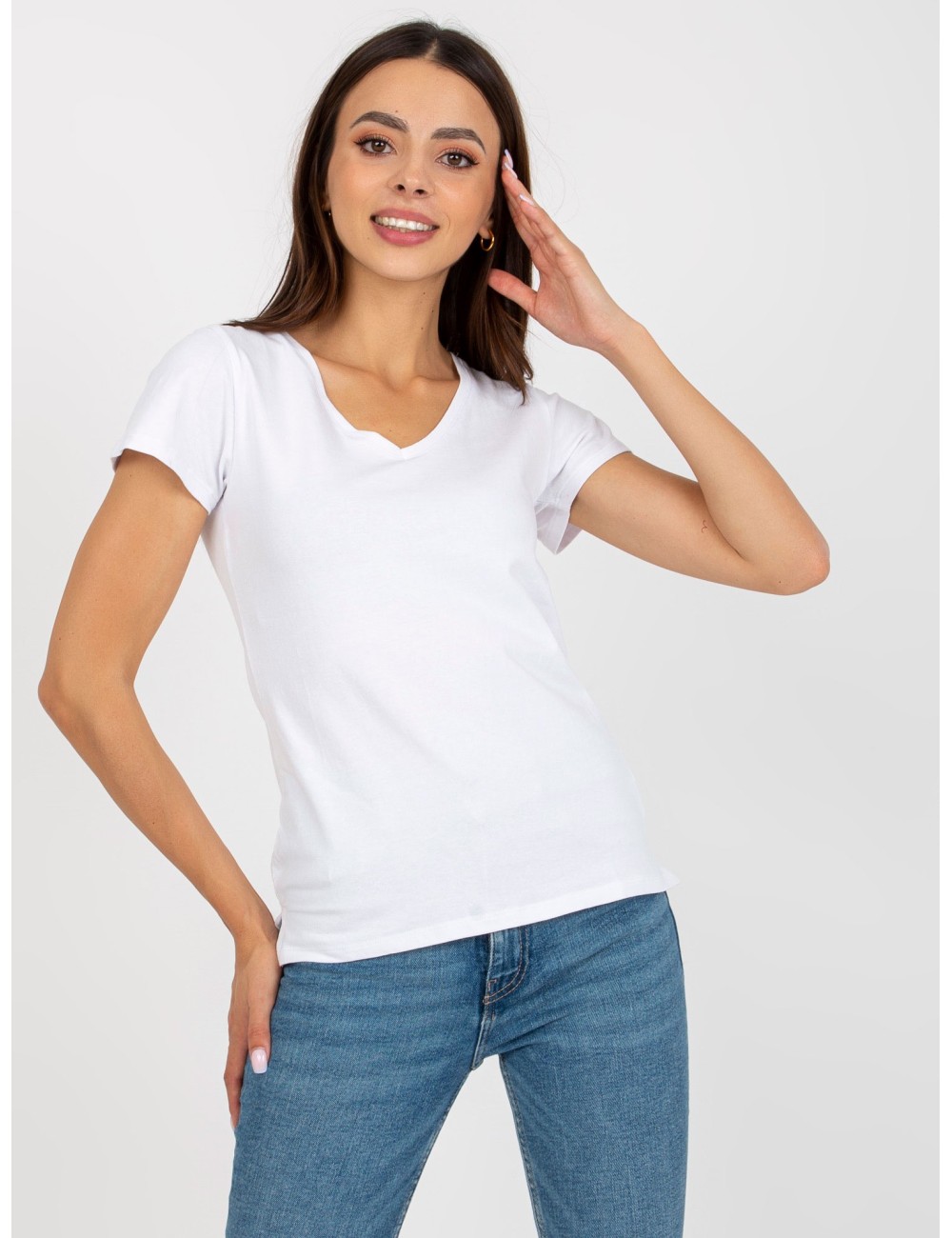 Gładki t-shirt basic z bawełny