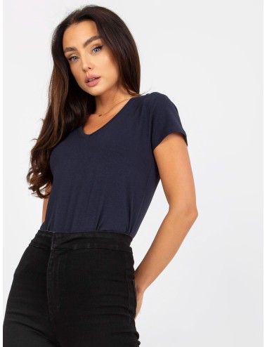 Damski t-shirt basic z dekoltem w serek